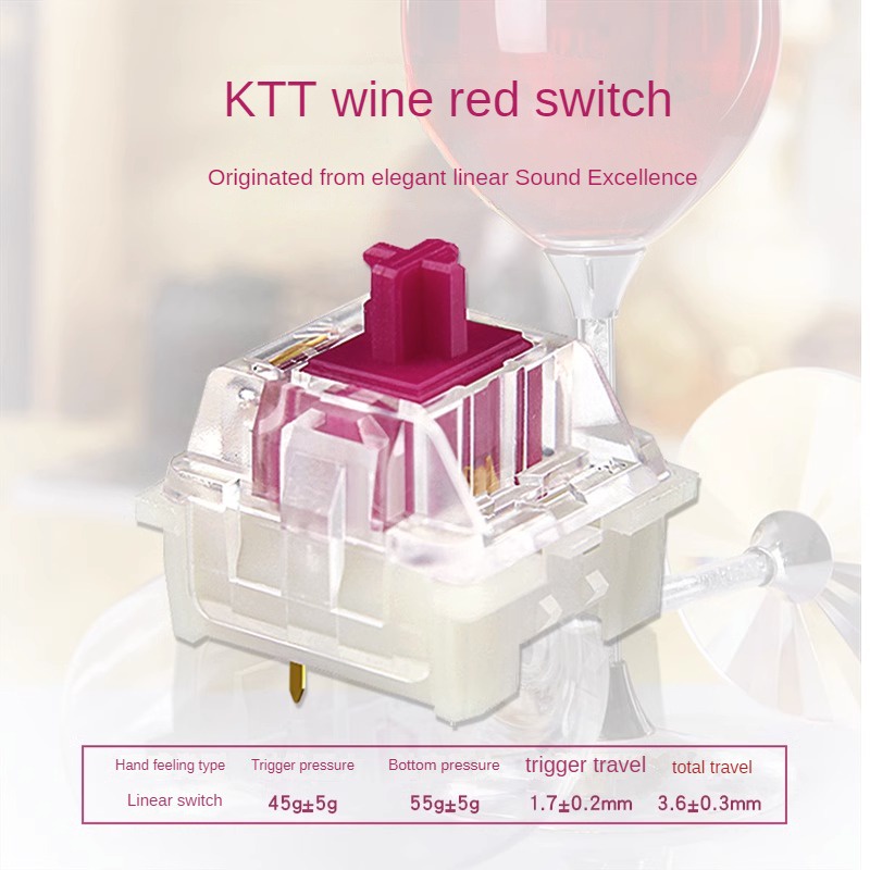 Ktt CONTENT ไวน์สีแดง, สีขาว V3 สวิทช์ Hyacinth สีม่วง, กะหล่ําปลีเต้าหู้ POM ที่กําหนดเองคีย์บอร์ดคริสตัล hot swap กรอบเสียง Tucky ครีม 3pins
