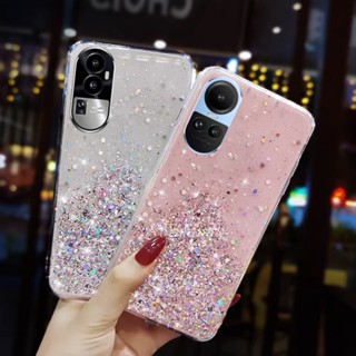 พร้อมส่ง ใหม่ เคสโทรศัพท์มือถือ TPU นิ่ม แบบใส บางพิเศษ กันกระแทก ลายดาวบนท้องฟ้า ประดับเลื่อม สําหรับ OPPO Reno10 Pro Reno 10 Pro+ Plus 5G 2023