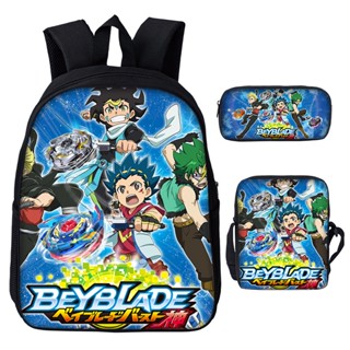 Mochilas กระเป๋าเป้สะพายหลัง กระเป๋านักเรียน ลายการ์ตูนเบย์เบลด 3D สําหรับเด็กผู้ชาย ผู้หญิง 3 ชิ้น ต่อชุด