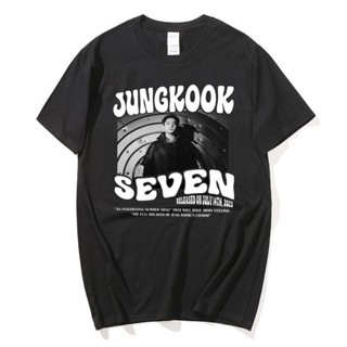 เสื้อยืดลําลอง ผ้าฝ้าย แขนสั้น คอกลม พิมพ์ลายอัลบั้มใหม่ KPOP Bangtan Jung Kook SEVEN 7 สําหรับผู้ชาย และผู้หญิง 2023