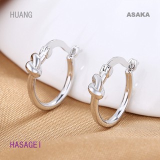 Hasagei Knot Hoop ต่างหูห่วง สีเงิน สําหรับผู้หญิง