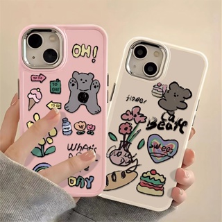 Metal Buttons Silicone Phone Case Compatible for IPhone 14 13 12 Pro Max Soft Casing Cute Couple Shockproof Cover Cell Precticer