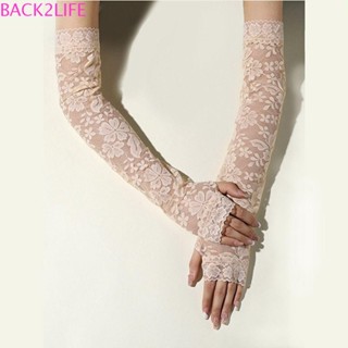 BACK2LIFE ถุงมือแขนยาว ผ้าลูกไม้ แบบยืดหยุ่น ป้องกันแดด ให้ความอบอุ่น แฟชั่นฤดูร้อน สําหรับขับรถ