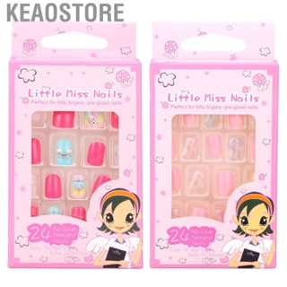 Keaostore Kids Fake Nail  24 Pieces Full Wraps Fit Nails for