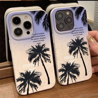 เคสโทรศัพท์มือถือ แบบนิ่ม กันกระแทก ลายต้นมะพร้าว สีฟ้า สําหรับ Apple Iphone 12 Plus 7118 max 13 QSIZ 14pro