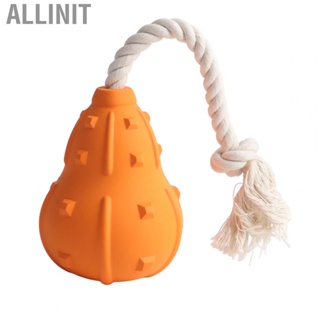 Allinit Pet Teething Toy  Interactive Anxiety Reduction Pumpkin Shape Rubber Wide Application Durable Chewing Safe with Cotton Rope for Living Room Garden