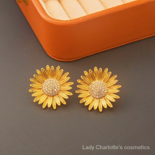 [0714]QDZTE-EH New Special-Interest Design SUNFLOWER Full Diamond Sunflower Earrings High Fashion Earrings S925 Ear Studs Earrings for Women Fashion  Accessible luxury INS style  I