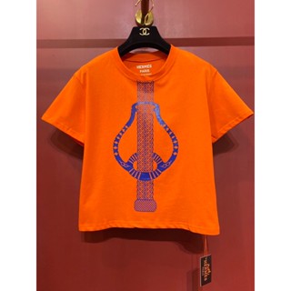 ♥ เช็คสินค้าก่อนสั่ง HERMES T-SHIRT เสื้อยืด ผ้าคอคตอน ปริ้นลาย สีส้ม ผ้าสวยคมชัด แอร์เมส เฮอเมส