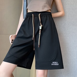 3121# Cotton slanted sports shorts womens loose high waist slim five-point pants summer casual pants