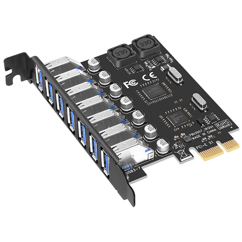 USB 3.0 PCI-E การ์ดขยายอะแดปเตอร์ 7 พอร์ต USB 3.0 Hub อะแดปเตอร์ตัวควบคุมภายนอก PCI-E Extender PCI Express Card สําหรับเดสก์ท็อป