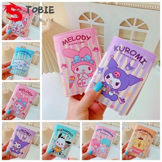 Tobie Kuromi กระเป๋าสตางค์ ใบสั้น แบบพับได้ ลาย Pochacco Melody Kawaii Cinnamoroll สําหรับนักเรียน