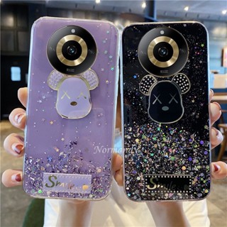 พร้อมส่ง เคสโทรศัพท์มือถือ TPU นิ่ม แบบใส ปิดด้านหลัง กันกระแทก ลายการ์ตูนหมีน่ารัก แต่งกลิตเตอร์ดาว ท้องฟ้ากลางคืน สําหรับ Realme 11 Pro Pro+ Plus C53 NFC 4G 5G