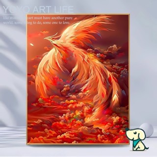 Lora PB2 ภาพวาดสีน้ํามันดิจิทัล รูปนกฟินิกซ์ Yu Fei แฮนด์เมด ขนาด 40x50 ซม. สําหรับตกแต่งห้องนั่งเล่น