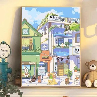 Lora PB2 ภาพวาดสีน้ํามันดิจิทัล เพ้นท์มือ คลายเครียด ขนาด 40 * 50 ซม. สําหรับตกแต่งห้องนั่งเล่น diy