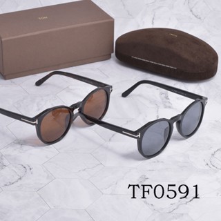 Tom FORD แว่นตากันแดด FORD TF0591 แผ่นแว่นกันแดดโพลาไรซ์ กรอบกลม แว่นตาไลฟ์สด