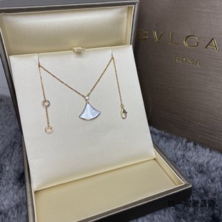 [พร้อมส่ง] Bvlgari สร้อยคอ จี้พัด ประดับไข่มุก ขนาดใหญ่ สีขาว สีโรสโกลด์ สําหรับแม่ และเด็ก