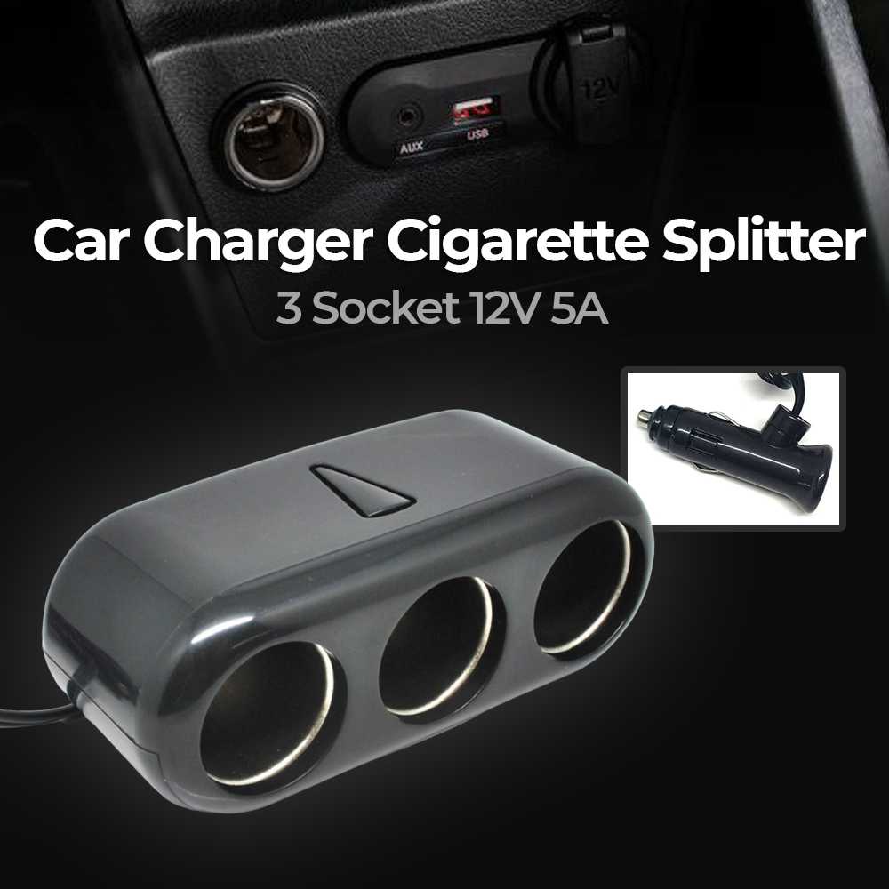 CHOGUS Car Charger Cigarette Splitter 3 Socket 12V 5A - BM-001