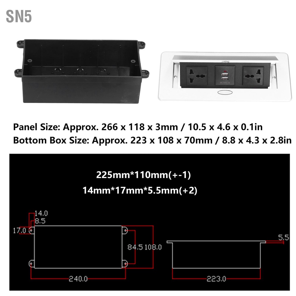 SN5 เต้ารับไฟฟ้าตั้งพื้น Pop Up เต้ารับตั้งโต๊ะ 3 รู อุปกรณ์เสริมแหล่งจ่ายไฟ USB คู่ 250V 13A