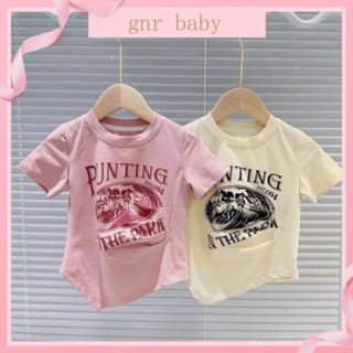 🍇GNR BABY🍊เสื้อยืดแขนสั้น พิมพ์ลาย สไตล์เกาหลี สําหรับเด็กผู้หญิง อายุ 3-12 ปี