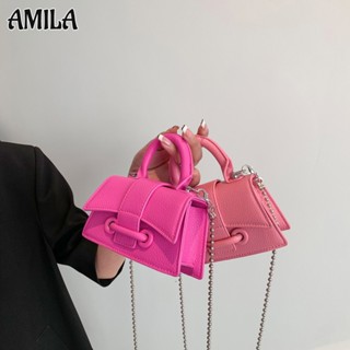 AMILA กระเป๋า Kelly High Sense Lipstick Diagonal Bag วัสดุพียู กระเป๋าใส่เหรียญแฟชั่น การท่องเที่ยว แมตช์แบบสบาย ๆ