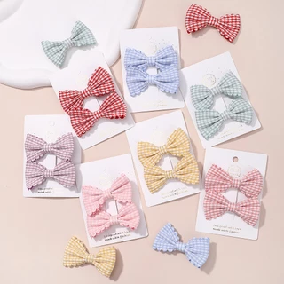 2 ชิ้น / เซต น่ารัก หวาน แฮนด์เมด โบ กิ๊บ ความปลอดภัย BB คลิป สีพื้น เครื่องประดับผม ขายส่ง