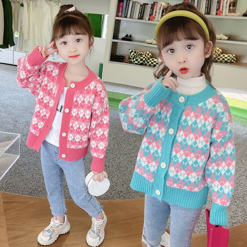 พร้อมส่ง~ เสื้อกันหนาว ผ้าถัก ทรงสี่เหลี่ยมขนมเปียกปูน แฟชั่นสําหรับเด็กผู้หญิง