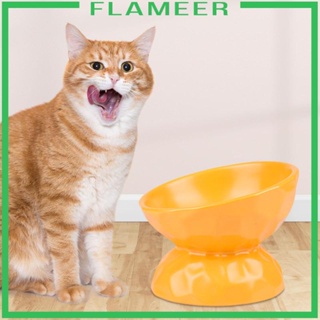 [Flameer] ชามเซรามิค แบบยกสูง ทนทาน สําหรับสัตว์เลี้ยง แมว