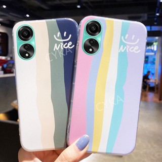 พร้อมส่ง เคสโทรศัพท์มือถือแบบนิ่ม กันกระแทก ลายสีรุ้ง ไล่โทนสี สําหรับ OPPO A78 4G 5G A38 A78 NFC A38 4G