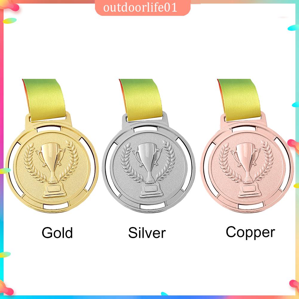 เหรียญรางวัล ของที่ระลึก เหรียญรางวัล โลหะผสมสังกะสี พร้อมสายคล้องริบบิ้น สําหรับเล่นกีฬา