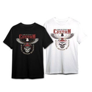 เสื้อยืดคอกลม สกรีนลาย AMERICAN CUSTOM แขนสั้น  ผ้า COTTON 100%