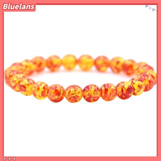 Bluelans กําไลข้อมือลูกปัดหินเทียม สีเหลืองอําพัน 8 มม. 10 มม. สําหรับผู้ชาย ผู้หญิง