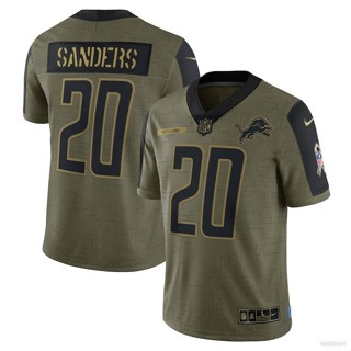 ใหม่ NFL Detroit Lion Jersey Barry Sanders เสื้อยืดลําลอง แขนสั้น คอกลม พิมพ์ลาย Salute to Service สําหรับผู้ชาย พลัสไซซ์