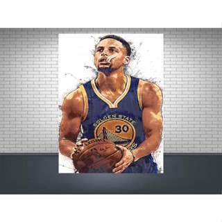 โปสเตอร์ผ้าใบ ลาย Steph Curry Golden State Warriors สําหรับตกแต่งผนังห้องเด็ก