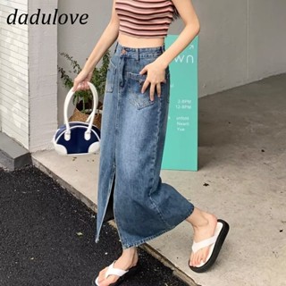 DaDulove💕 New American Ins High Street Retro Slit Denim Skirt Niche High Waist A- line Skirt Bag Hip Skirt