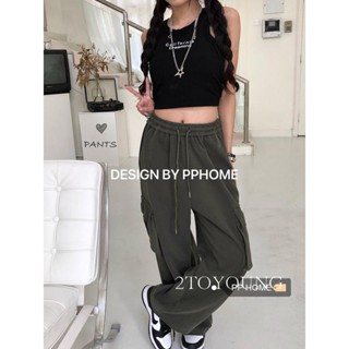 2TOYOUNG Moon กางเกงขายาว คาร์โก้ กางเกง เชือกอเมริกันคลาสิค Cargo pants 2023 NEW 071704 Chic Beautiful Stylish ทันสมัย A20M01T 36Z230909