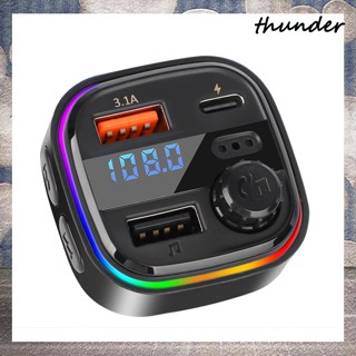 Thunder C26 เครื่องส่งสัญญาณ FM บลูทูธ 5.0 แฮนด์ฟรี ไฟแบ็คไลท์ RGB ที่ชาร์จ USB คู่ MP3 สําหรับรถยนต์