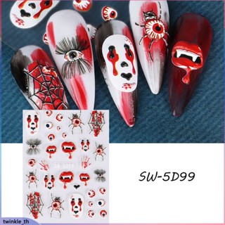 2023 New Halloween Embossed Nail Sticker Funny Skeleton Collection 5d Nail Sticker (twinkle.th)