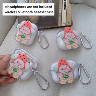 เคสหูฟังบลูทูธไร้สาย ลายการ์ตูนสตรอเบอร์รี่ พิกเล็ตน่ารัก สําหรับ Airpods 1 2nd 3 Airpodspro Pro2 Generation