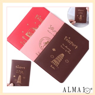 Alma ปกหนังสือเดินทาง แฟชั่นใหม่ PU ตั๋ว แบบพกพา กันน้ํา ID เคสกระเป๋าป้องกัน