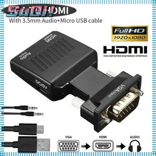 Suqi สาย VGA เป็น HDMI พร้อมสายสัญญาณเสียง สําหรับ PC แล็ปท็อป ทีวี มอนิเตอร์ โปรเจคเตอร์ สัญญาณเอาต์พุต HDMI