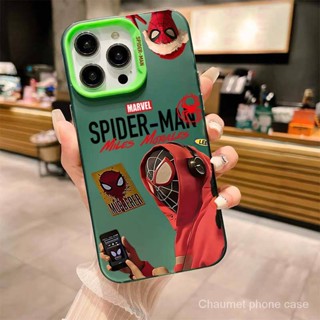 เคสโทรศัพท์มือถือ ชุบไฟฟ้า กันกระแทก ลายสไปเดอร์แมนตลก สําหรับ Apple Iphone 14promax 13 12 11xsmax