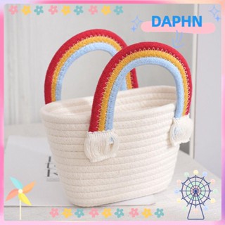 Daphs ตะกร้าผ้าฝ้ายถัก แฮนด์เมด สําหรับใส่เหรียญ กุญแจ ปิกนิก