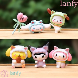 Lanfy โมเดลฟิกเกอร์ Kuromi Melody Kuromi Kuromi เวอร์ชั่น Q สําหรับเด็กอนุบาล 5 ชิ้น ต่อชุด