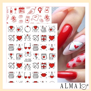 Alma สติกเกอร์ติดเล็บ คนรักเล็บ DIY หน้านามธรรม