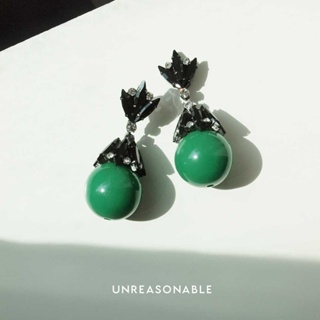 ต่างหู สีเขียว ต่างหูคลิป ต่างหูก้านเงินแท้ Unreasonable Accessories UA0848-01