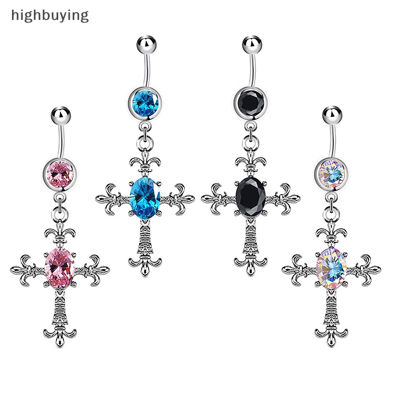 [highbuying] สเตนเลส ไขว้ ห้อย หน้าท้อง แหวนแฟชั่น พังก์ สุดเท่ สะดือ เล็บ สําหรับผู้หญิง คริสตัล พลอยเทียม เครื่องประดับร่างกาย ใหม่ พร้อมส่ง