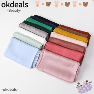 OKDEALS ผ้าพันคอ ผ้าชีฟอง สีพื้น แฟชั่นสําหรับผู้หญิง