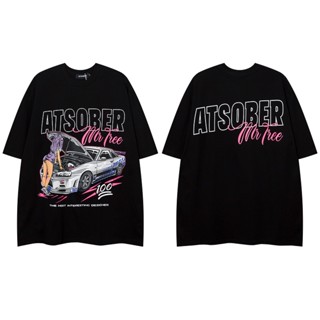 เสื้อยืดแขนสั้น พิมพ์ลาย High Street Beauty Racing โอเวอร์ไซซ์ สไตล์โกธิค สําหรับผู้ชาย และผู้หญิง