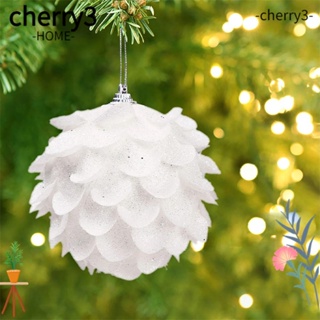 Cherry3 จี้ลูกบอลโฟม รูปกลีบดอกไม้ สีขาว สําหรับตกแต่งบ้าน คริสต์มาส DIY 3 ชิ้น