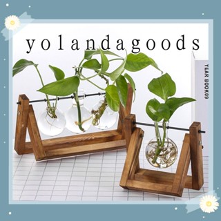 YOLANDAGOODS แจกันรูปร่างหลอดไฟขนาดเล็กพร้อมขาตั้งไม้ สำหรับตกแต่งพืชไฮโดรโปนิกส์